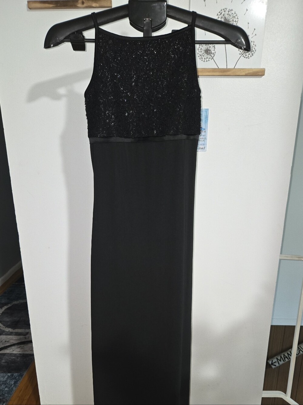 Elegant Black Sequin Bodice Maxi Dress - Women